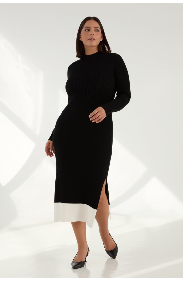KADA The Rib Sweater Midi Dress, Main, color, Ink