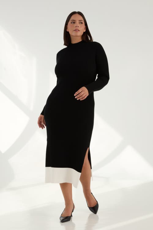 Kada The Rib Sweater Midi Dress In Black