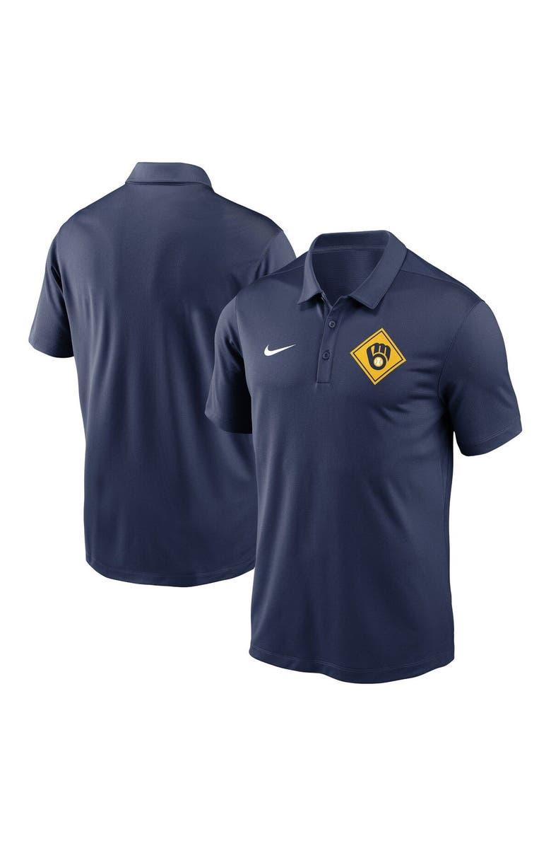 Nike Men's Nike Navy Milwaukee Brewers Diamond Icon Franchise Performance Polo, Main, color, 