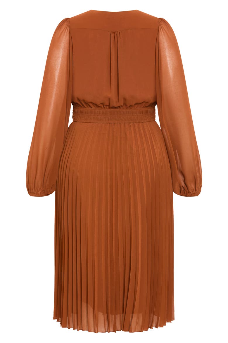 Sheer Finley Long Sleeve Chiffon Dress, Alternate, color, GINGER