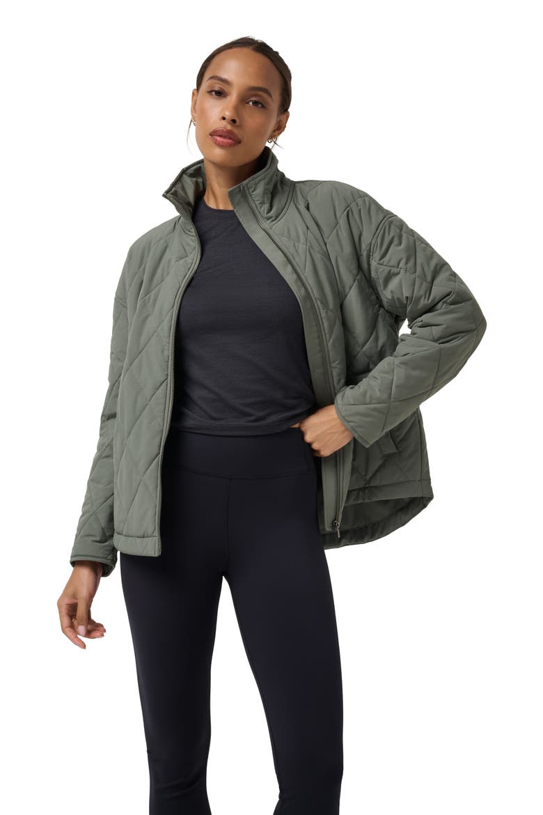 Quilted Easy Puffer Jacket, Alternate, color, OLIVE SMOKE