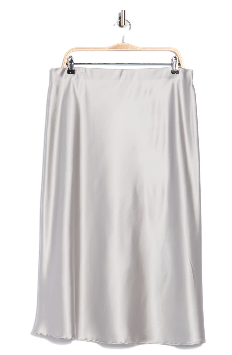 Renee C Satin Midi Skirt, Alternate, color, Silver