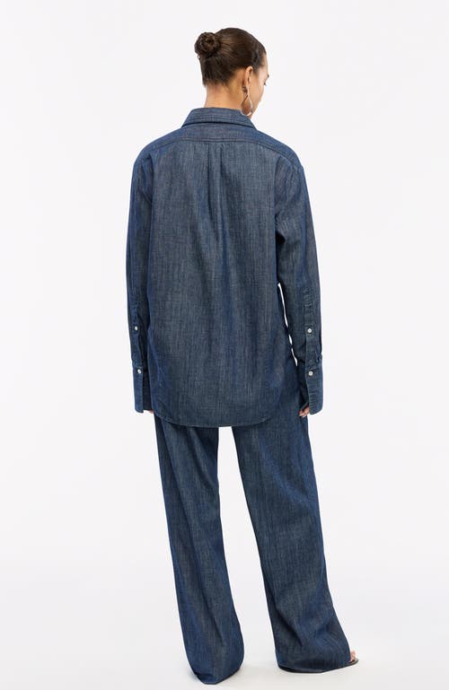 Another Tomorrow Chambray Shirt In Dark Blue