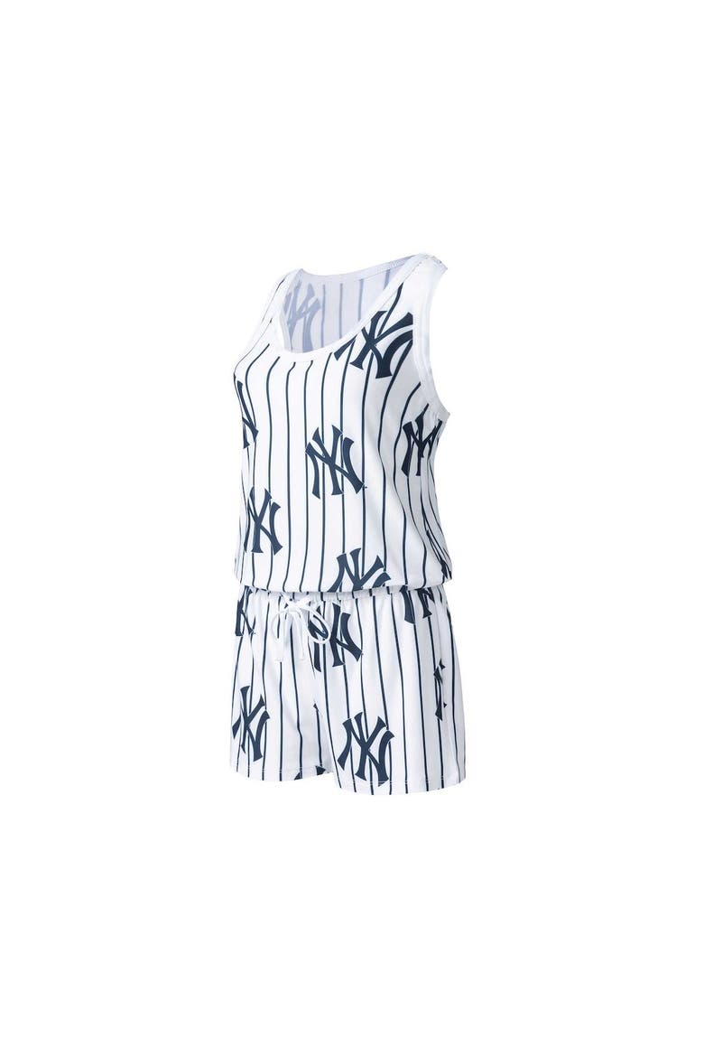 Women's Concepts Sport White New York Yankees Reel Pinstripe Knit Romper, Main, color, White