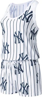 CONCEPTS SPORT Women's Concepts Sport White New York Yankees Reel Pinstripe Knit Romper