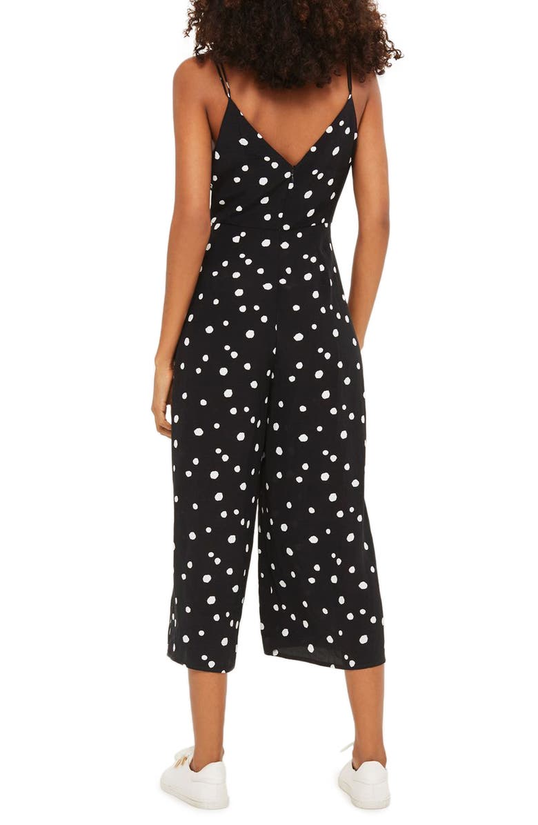 Topshop Spot Strappy Culotte Jumpsuit, Alternate, color, 