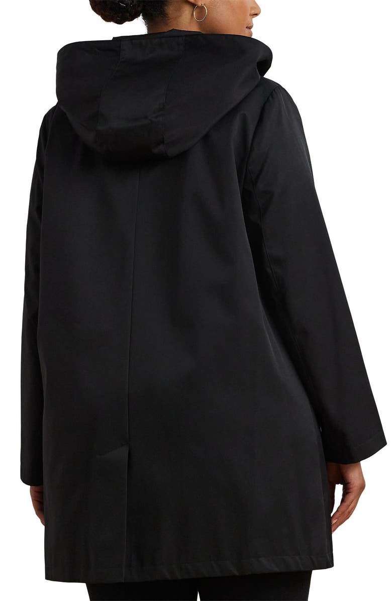 Lauren Ralph Lauren Balmacaan Single Breasted Raincoat, Alternate, color, Black