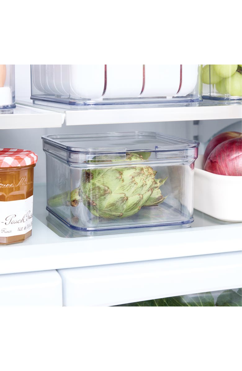 iDesign Stackable Fridge Organizer Bins with Lids - Set of 6 - Clear, Alternate, color, Clear