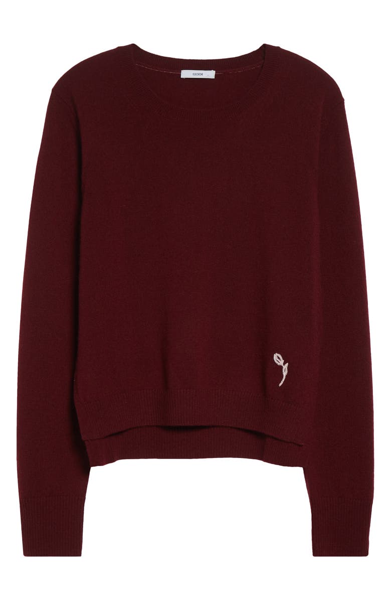 Erdem Floral Embroidered Cashmere Sweater, Main, color, Mulberry Red