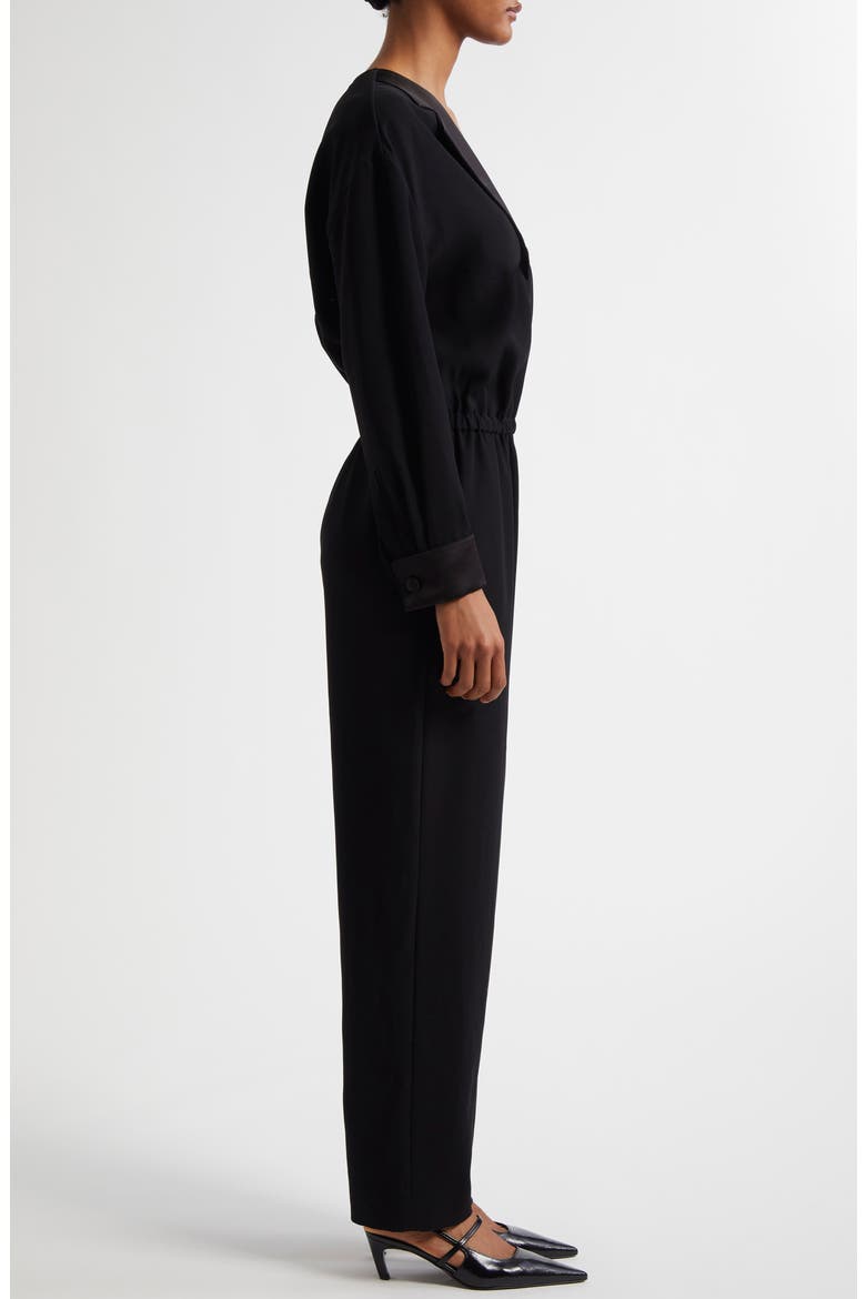 Tuxedo Long Sleeve Jumpsuit, Alternate, color, SOLID BLACK