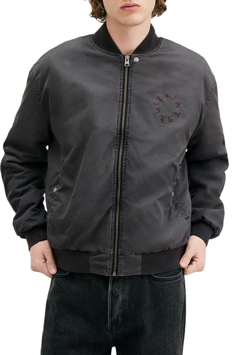 AllSaints Tierra Padded Shoulder Bomber Jacket, Main, color, Carter Grey