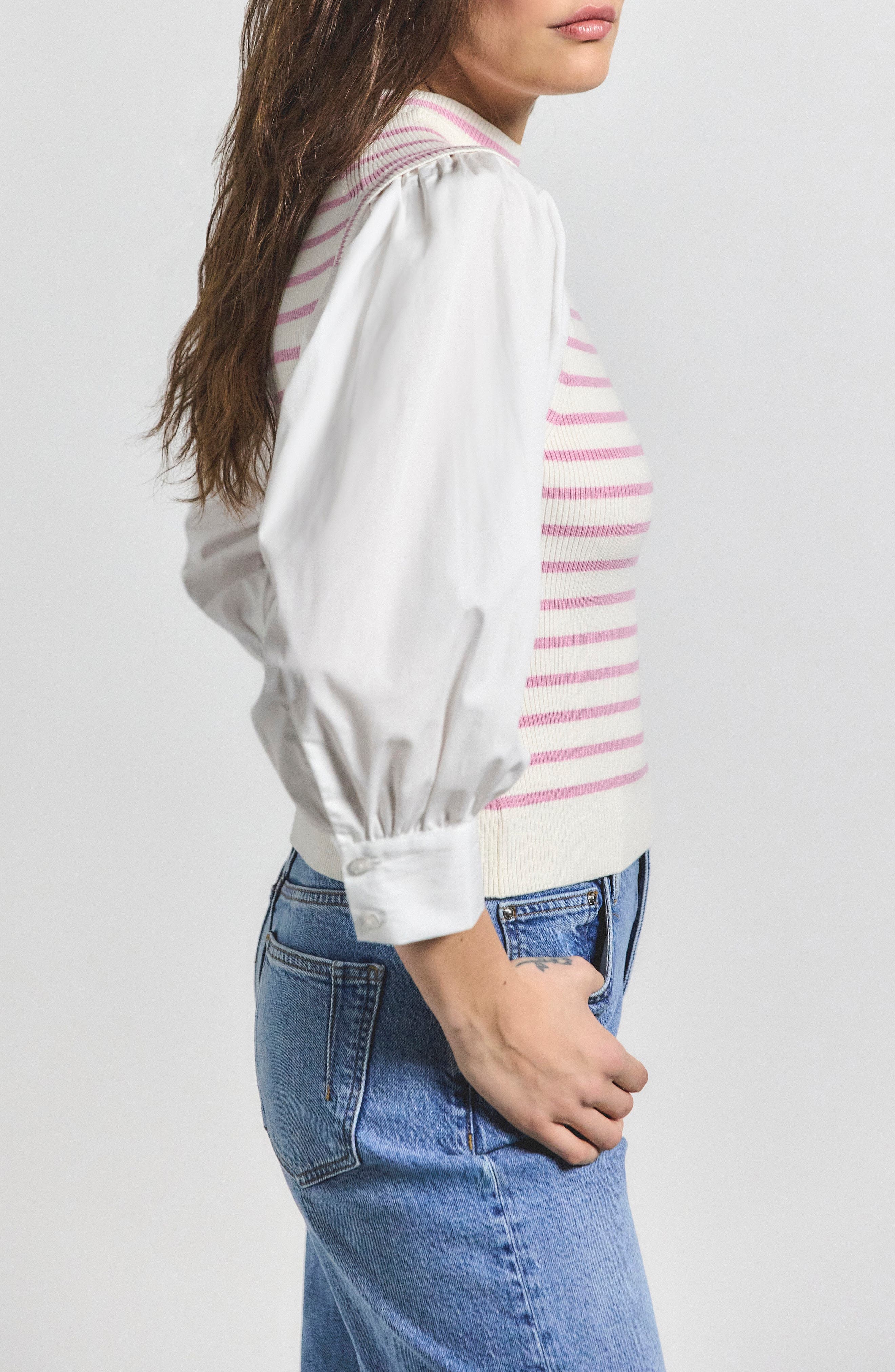 Derek Lam 10 Crosby Tirza Mixed Media Wool Blend Top (Women ...