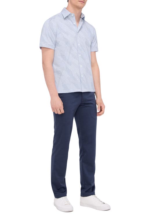 Bugatchi Merlin Ooohcotton® Patchwork Print Short Sleeve Button-up Shirt In Air Blue