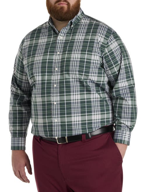 Oak Hill By Dxl Big & Tall Large Plaid Sport Shirt In Green Multi