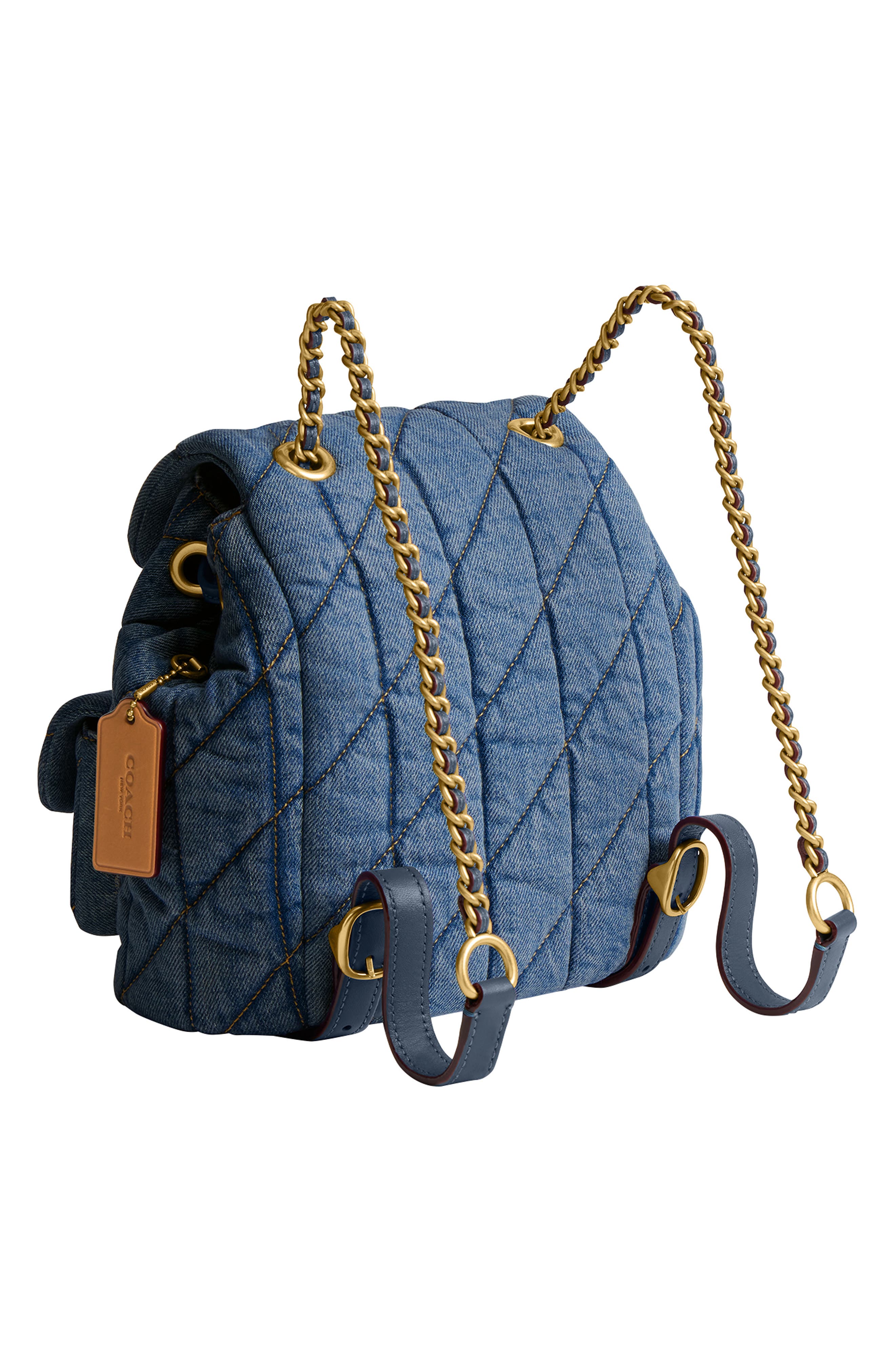 COACH Tabby Quilted Denim Backpack, Alternate, color, 
