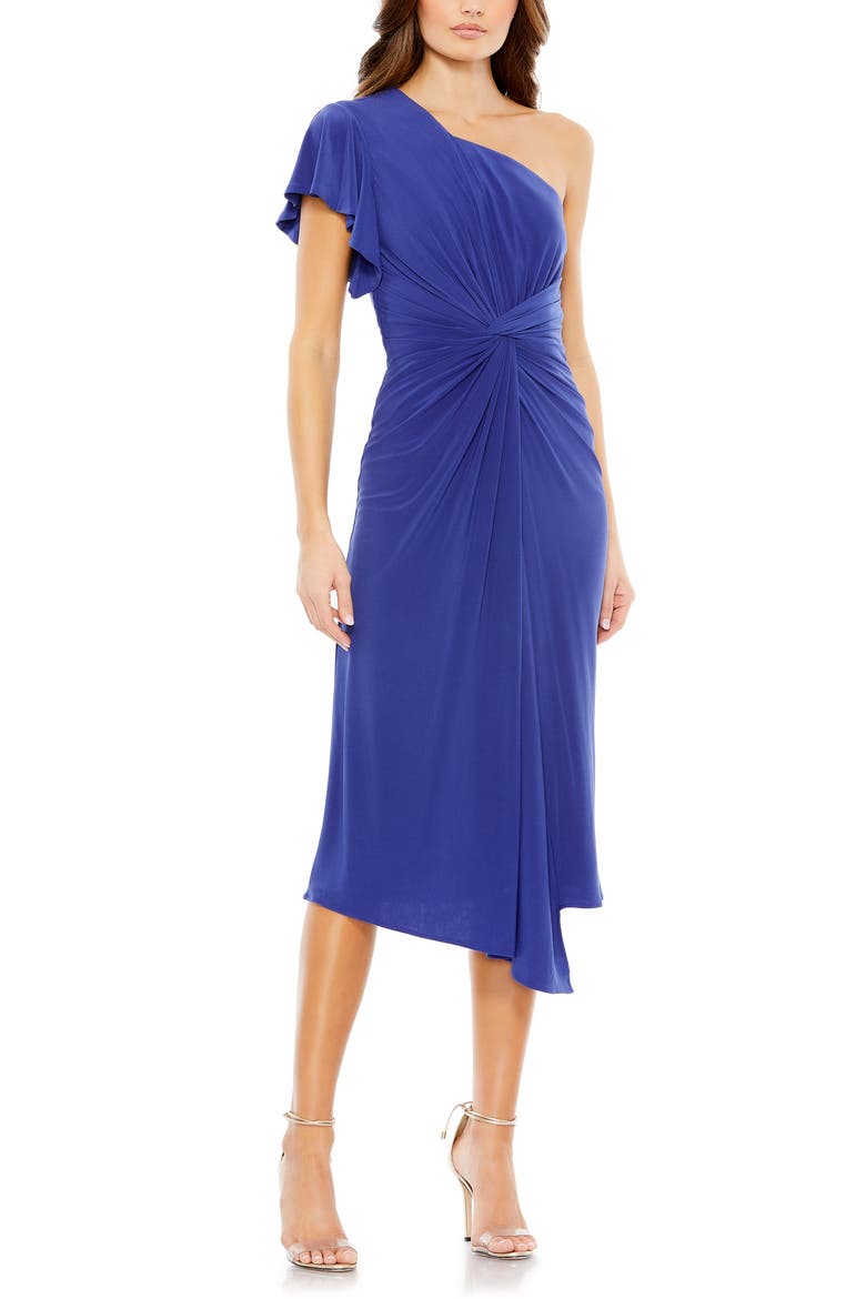 One-Shoulder Jersey Midi Dress, Main, color, ROYAL BLUE