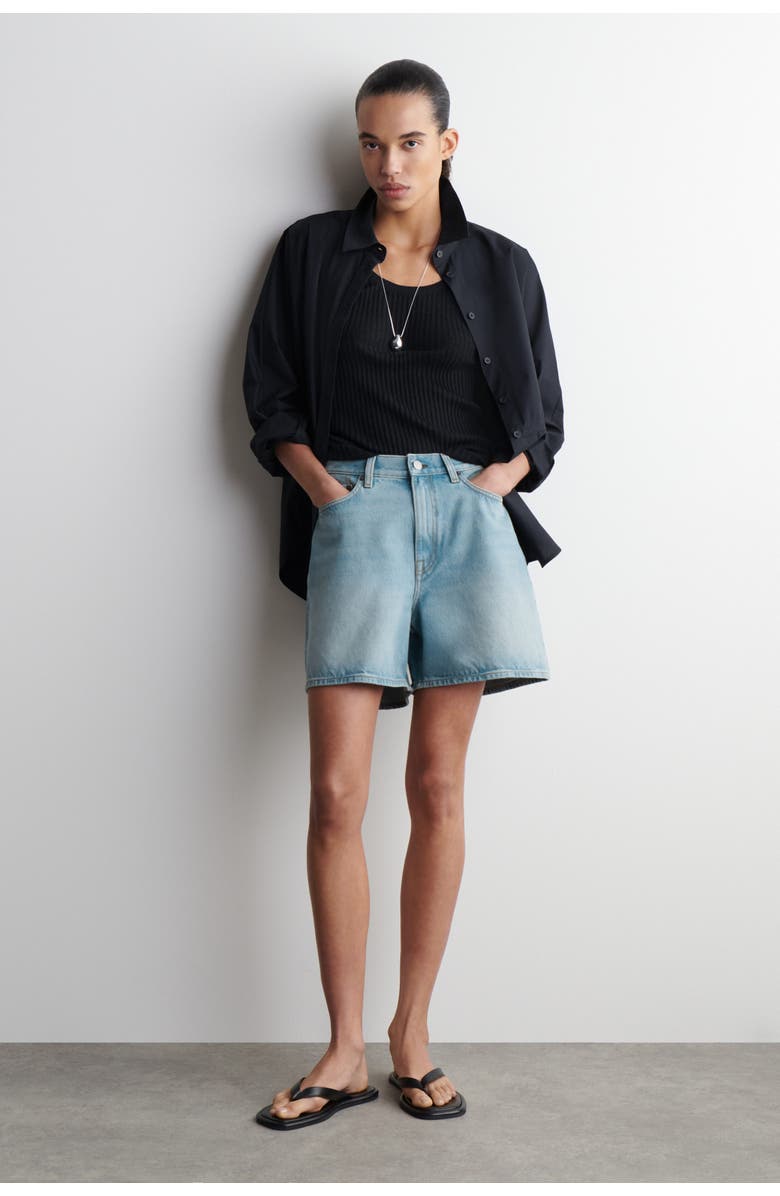 COS High-Rise Denim Shorts, Alternate, color, Washed Blue