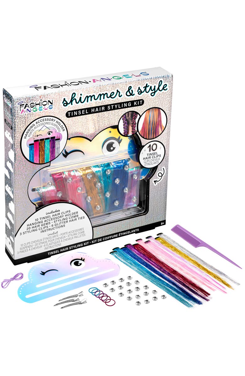 Fashion Angels Tinsel Hair Styling Kit, Shimmer & Style, Fashion Beauty Craft, Main, color, Multicolored