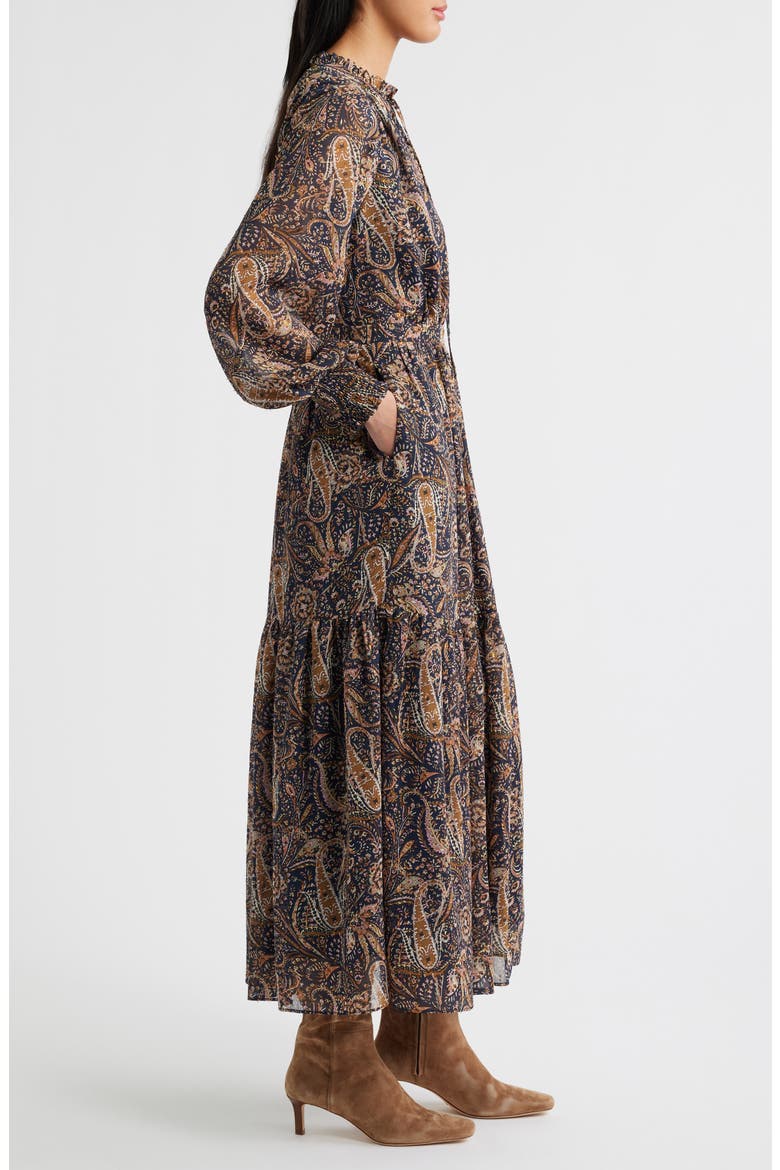 Boho Paisley Long Sleeve Maxi Dress, Alternate, color, BLACK MULTI