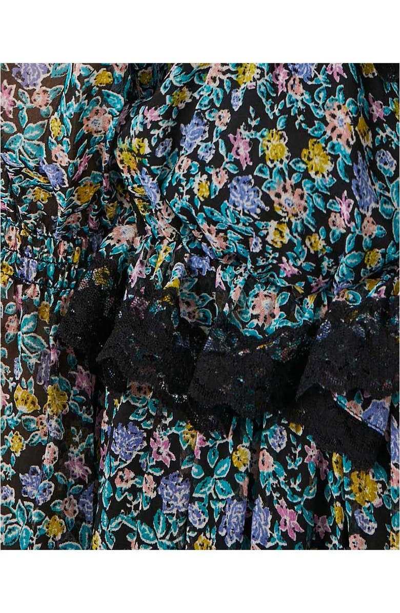 Free People Pennie Floral Print Ruffle Long Sleeve Minidress, Alternate, color,