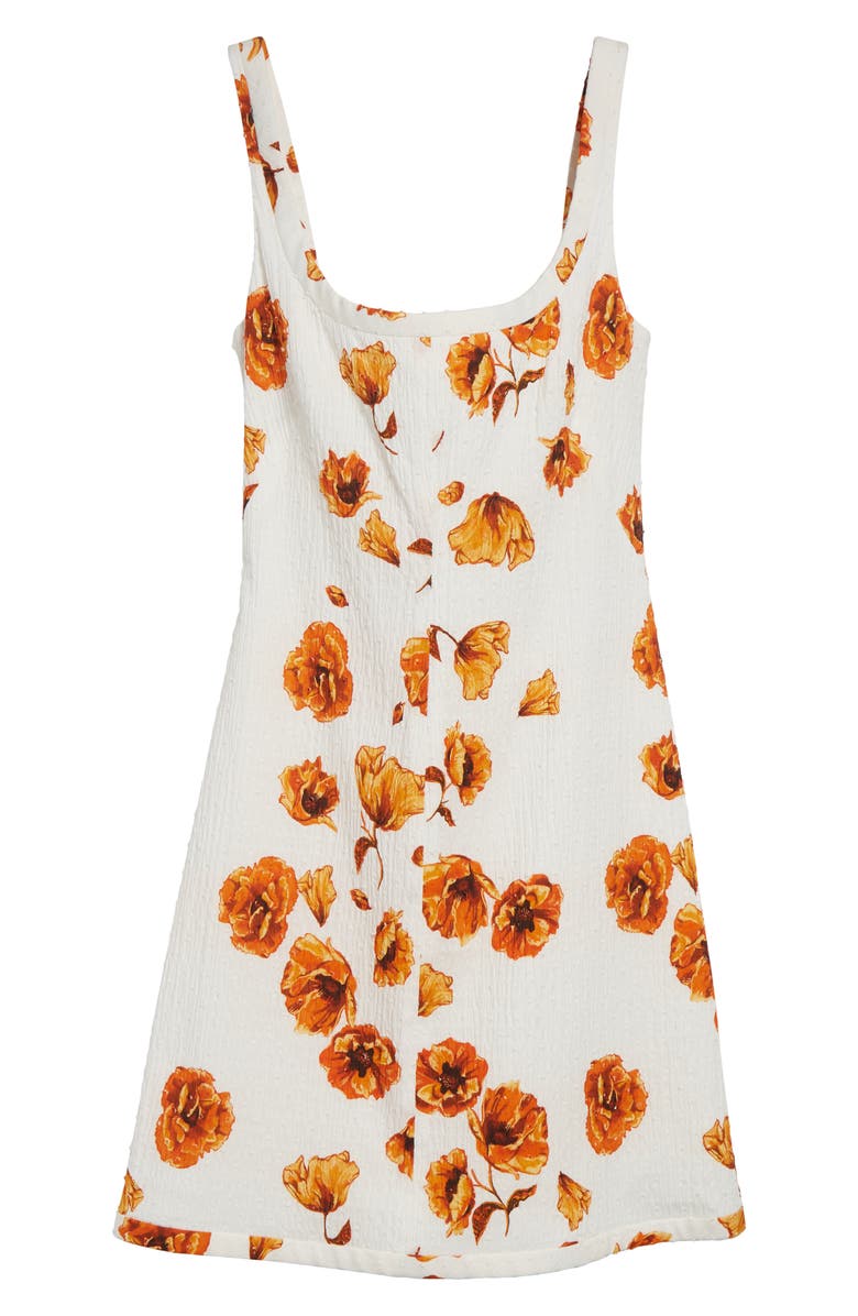 Emilia Wickstead Tillie Floral Swiss Dot Seersucker Minidress, Alternate, color, White/ Orange Poppies