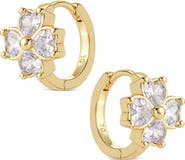 Sterling Forever Blossom Huggie Hoop Earrings