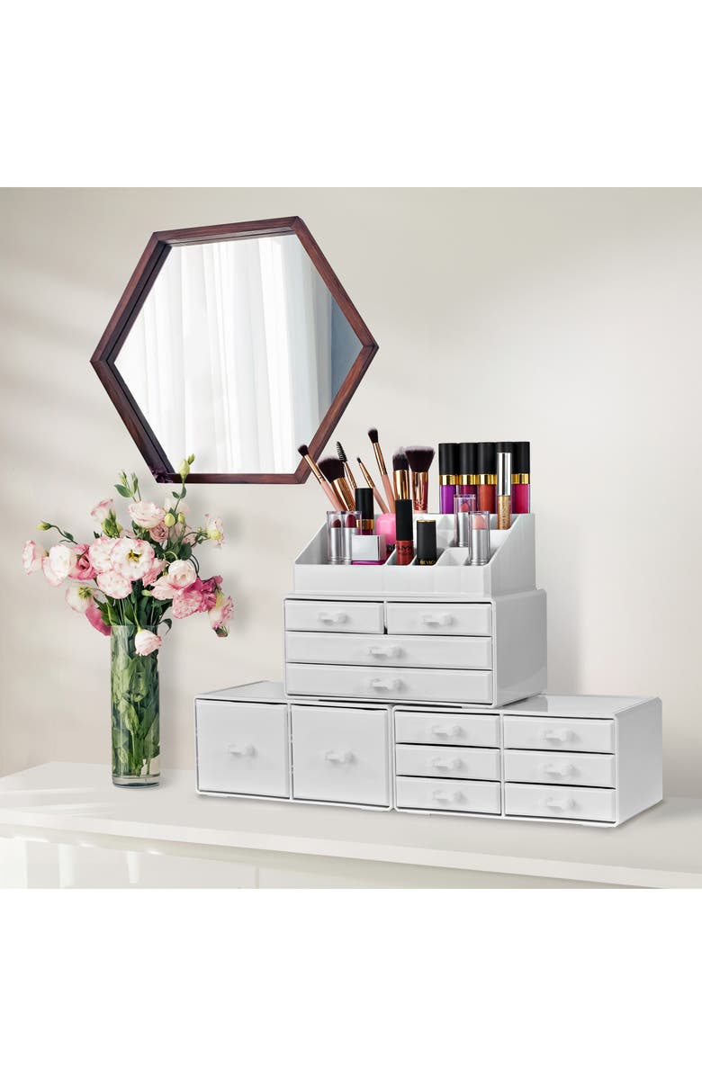 SORBUS Large 12-Drawer Makeup Organizer Case, Alternate, color, White