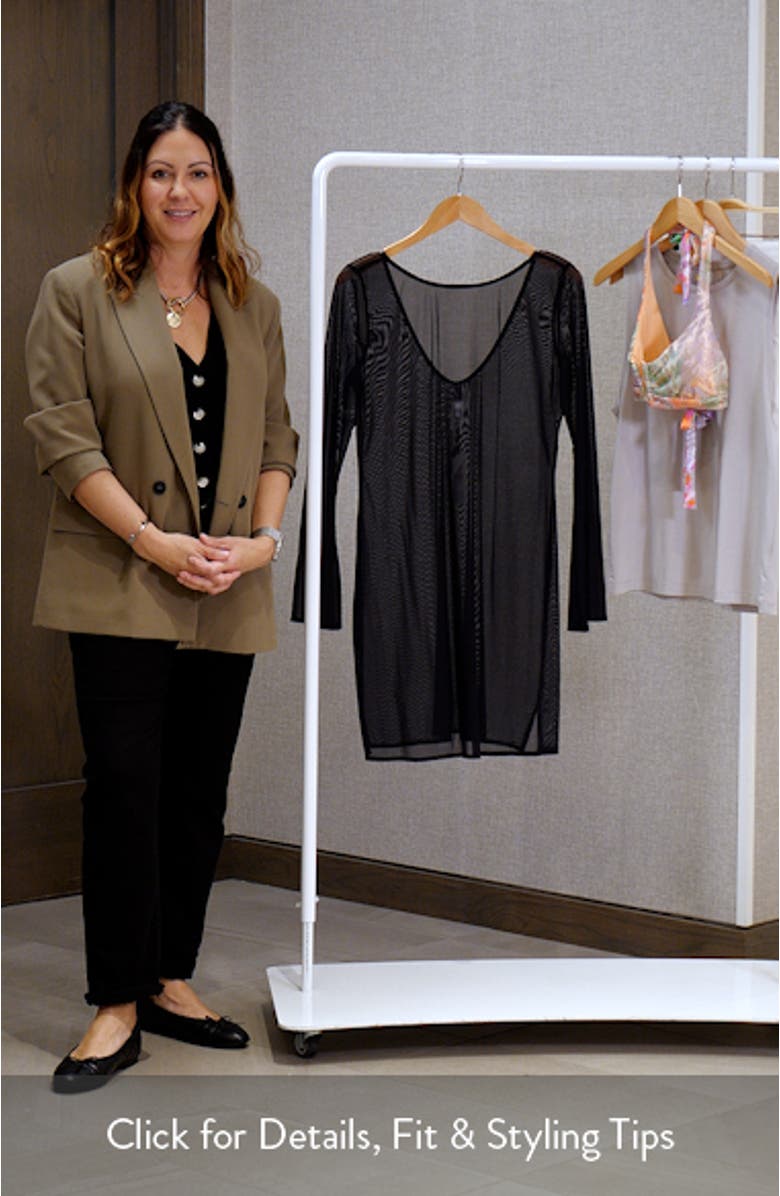 Day Club Long Sleeve Mesh Cover-Up Dress, sales video thumbnail