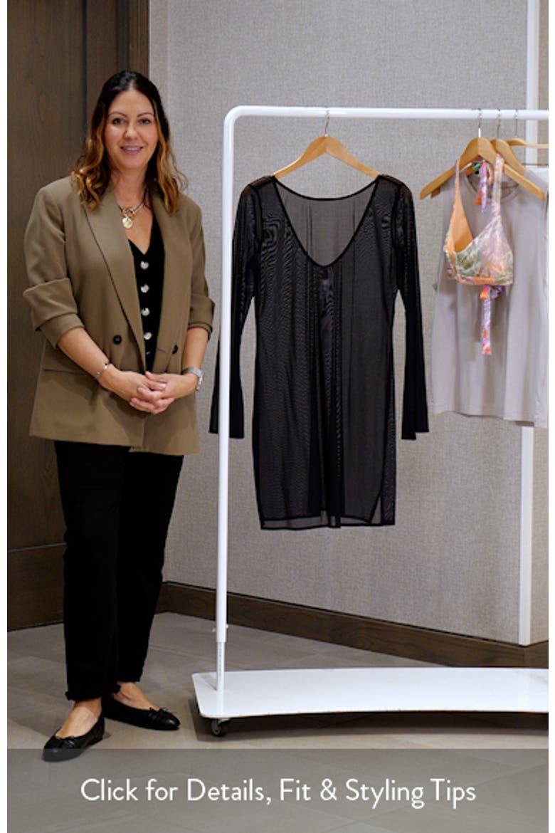 Day Club Long Sleeve Mesh Cover-Up Dress video