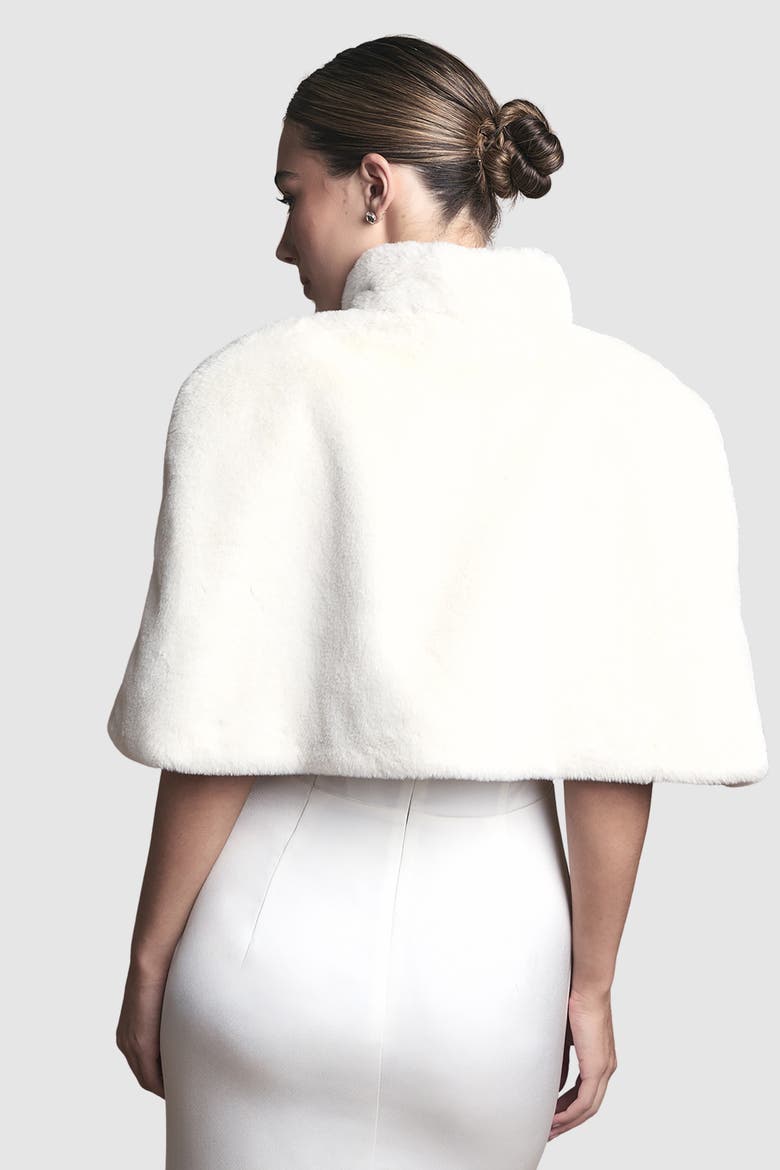 Faux Fur Cropped Cape, Alternate, color, Ivory
