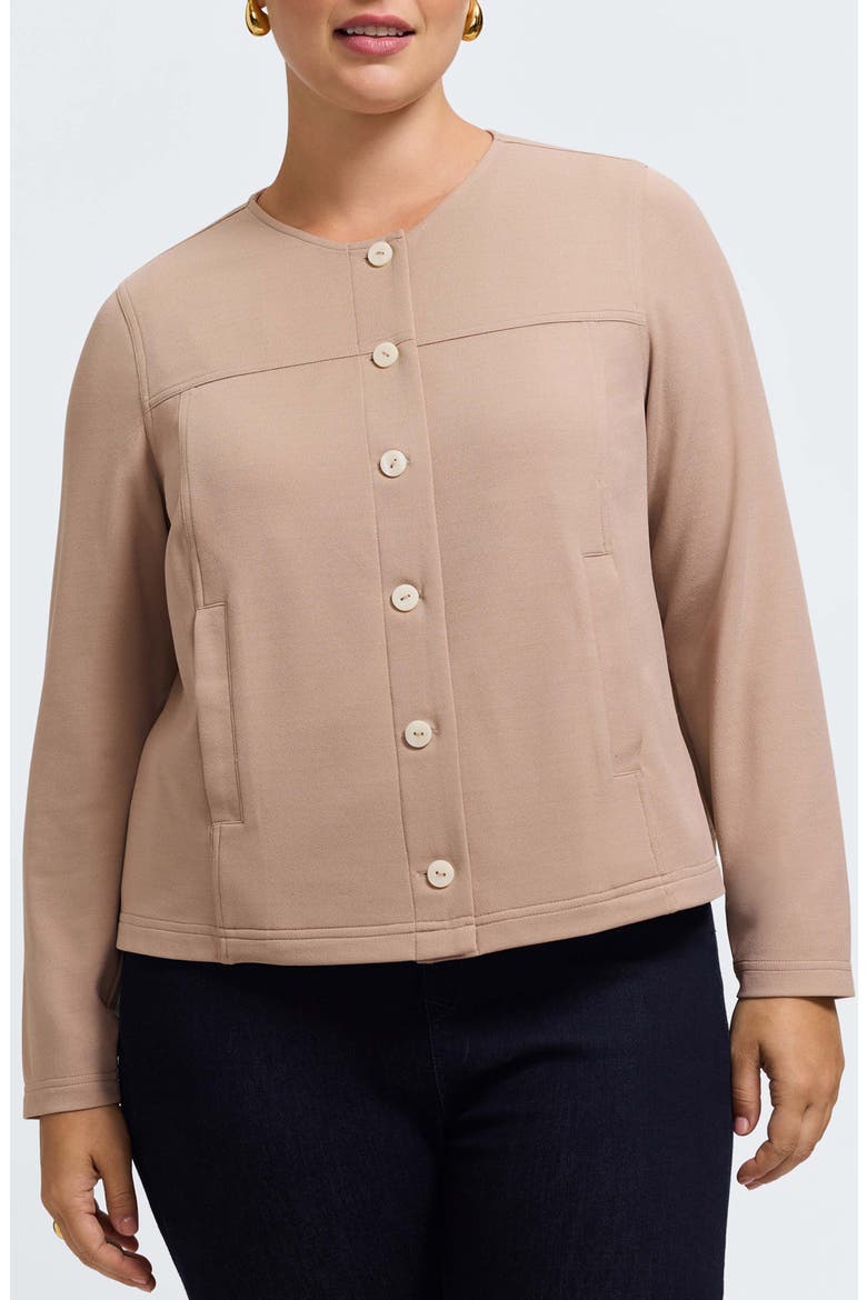 Valerie Crepe Knit Jacket, Main, color, KHAKI