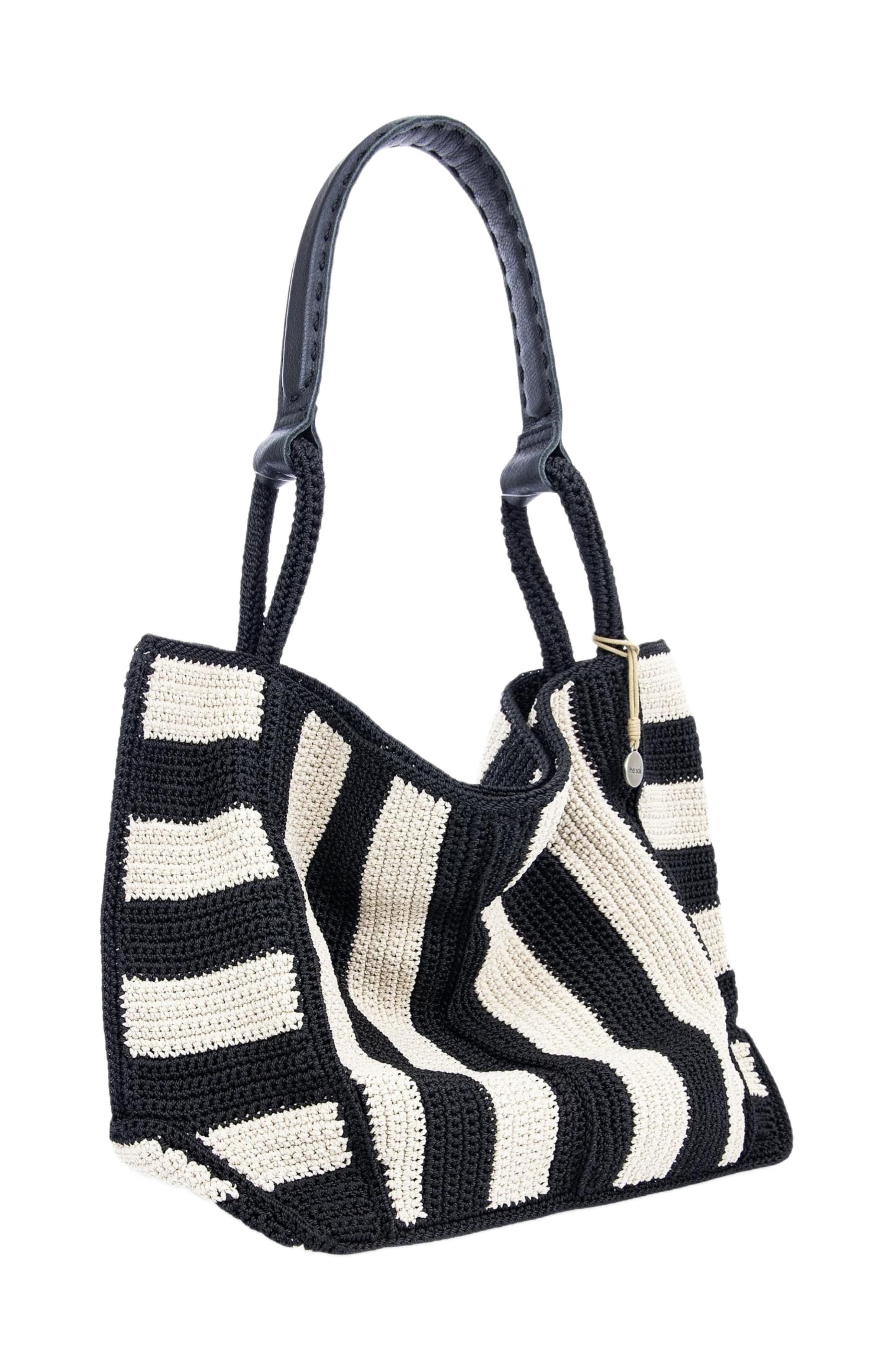 The Sak Los Feliz Large Tote Leather Bag, Alternate, color, Black Stripe