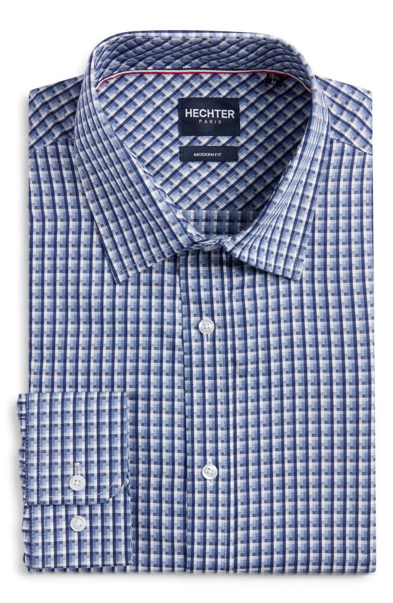 DANIEL HECHTER Trim Fit Check Cotton Dress Shirt, Alternate, color, 