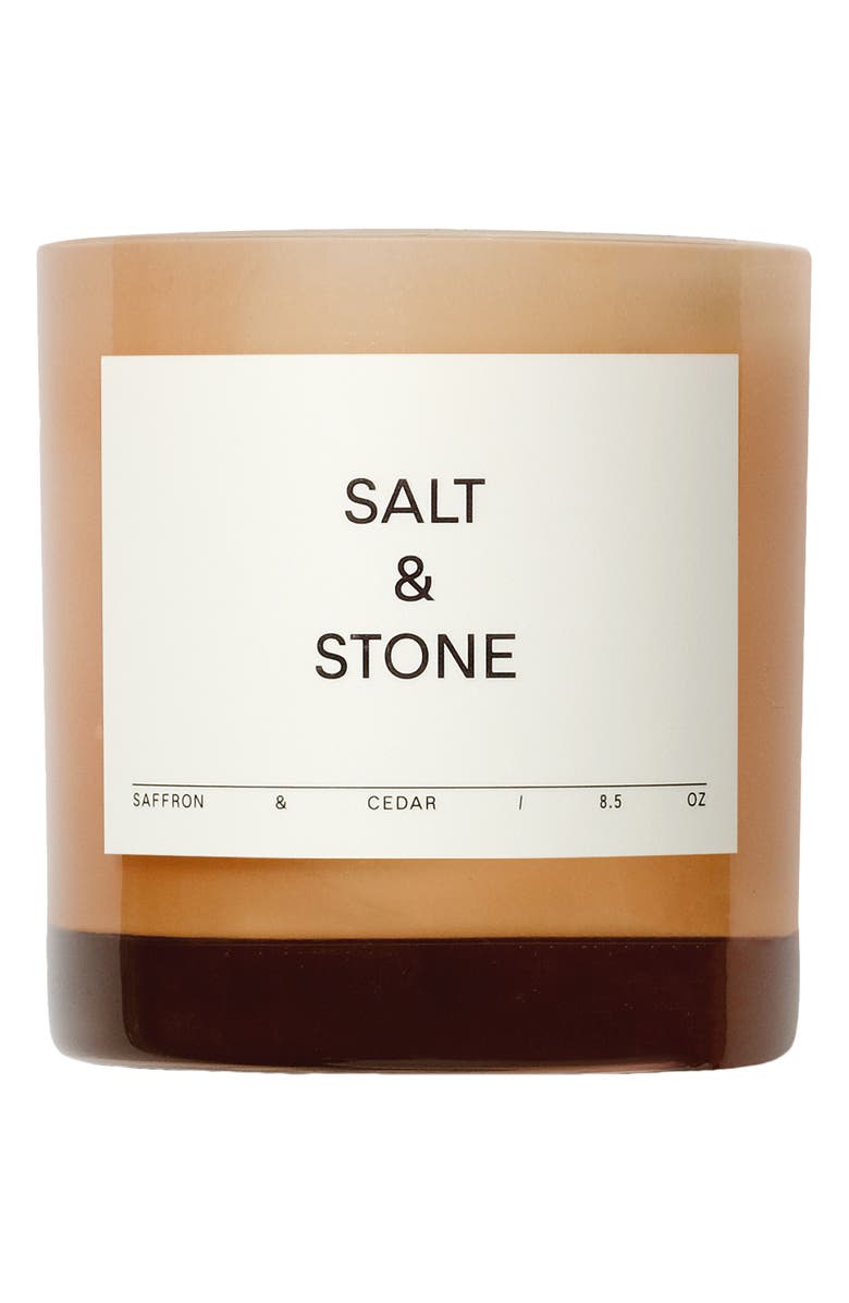SALT & STONE Saffron & Cedar Scented Candle, Main, color, 