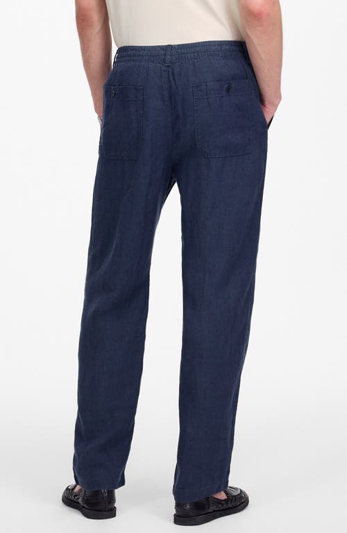Madewell Elastic Waist Straight Leg Linen Pants In Dark Indigo