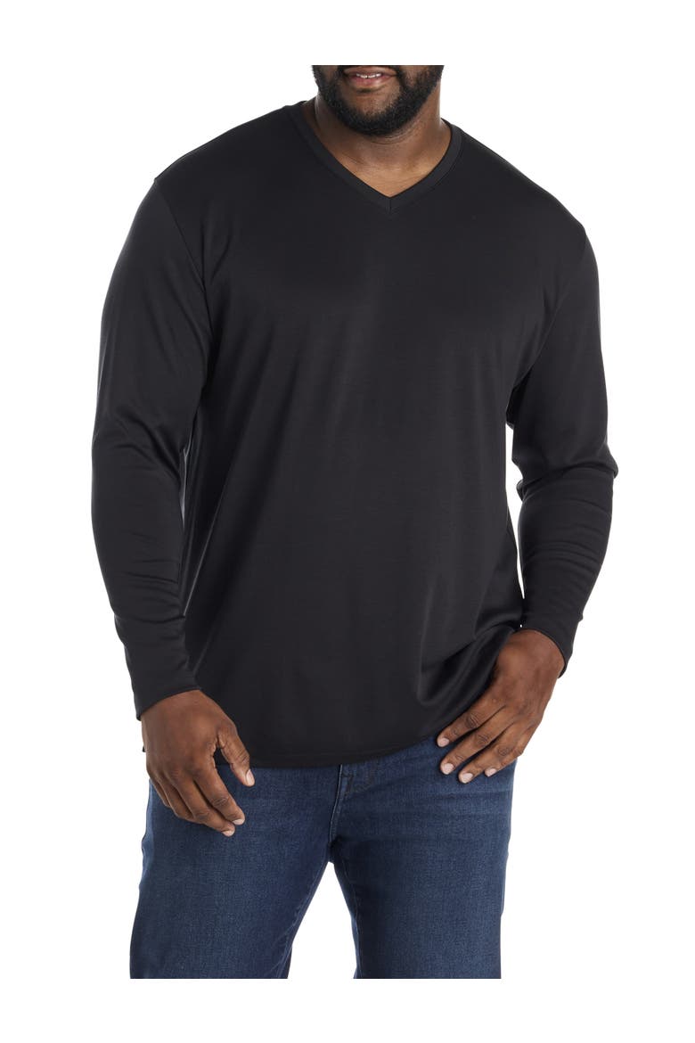 Big & Tall Georgia Long-Sleeve V-Neck T-Shirt, Main, color, BLACK