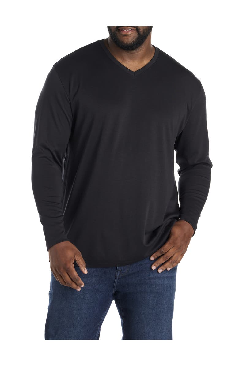 Robert Barakett Big & Tall Georgia Long-Sleeve V-Neck T-Shirt, Main, color, Black