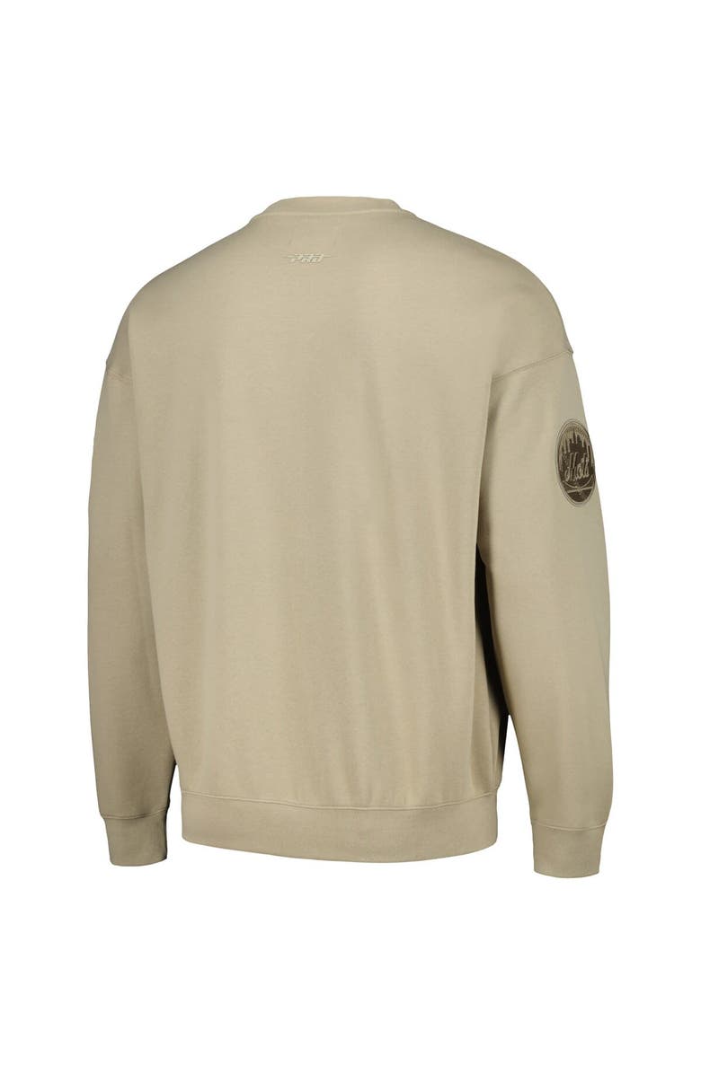 PRO STANDARD Men's Pro Standard Pewter New York Mets Neutral Drop Shoulder Pullover Sweatshirt, Alternate, color, Pewter