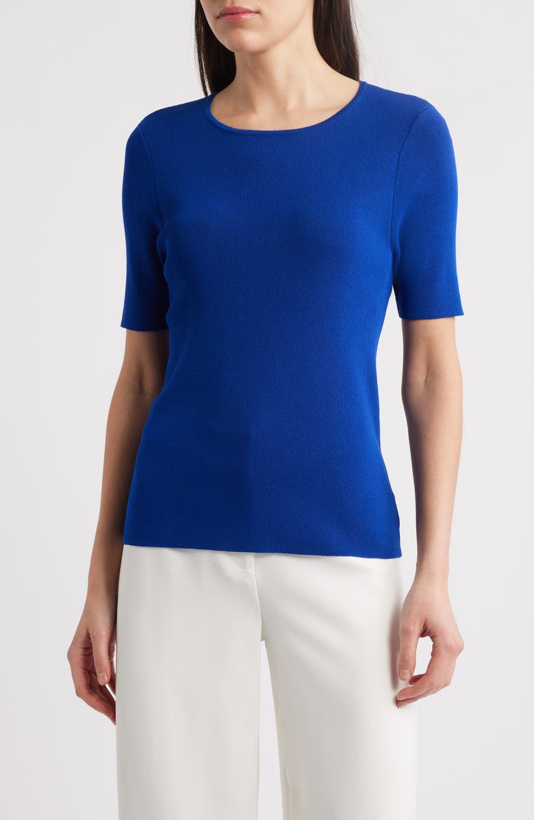 Tahari ASL Short Sleeve Sweater, Main, color, Cobalt