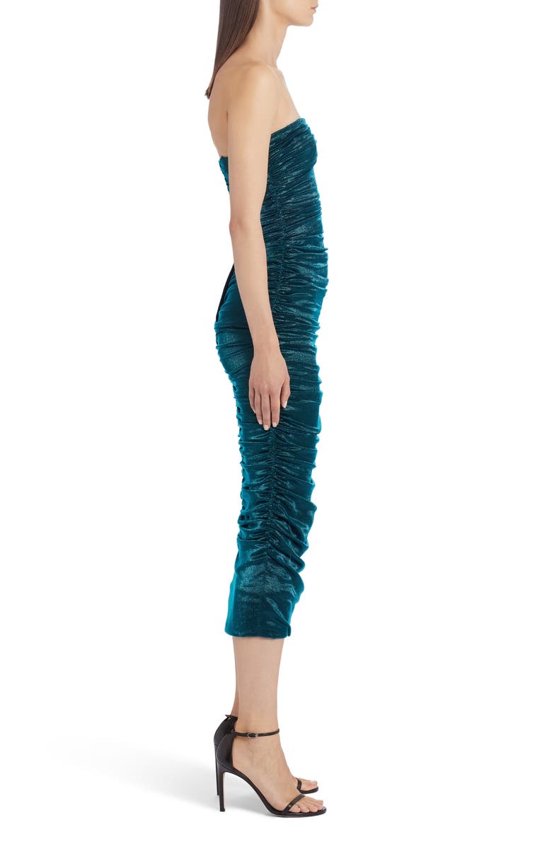 Dolce&Gabbana Ruched Strapless Lamé Body-Con Midi Dress, Alternate, color, 