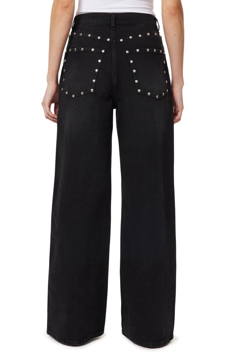 Habitual Gemma Studded High Waist Wide Leg Jeans, Alternate, color, Jet Black