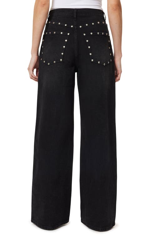 Habitual Gemma Studded High Waist Wide Leg Jeans In Black