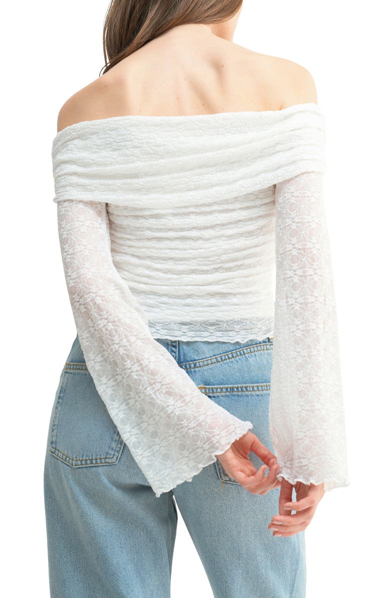 All in Favor Lace Side Ruched Off the Shoulder Top, Alternate, color,