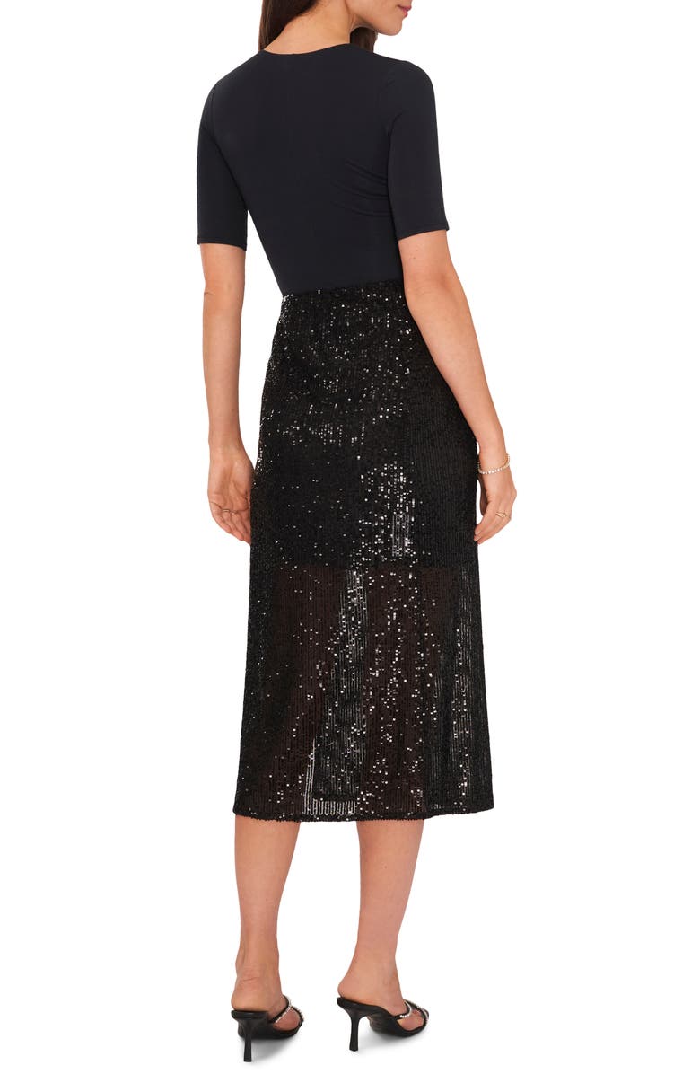 Vince Camuto Sequin Slit Hem Midi Skirt, Alternate, color,