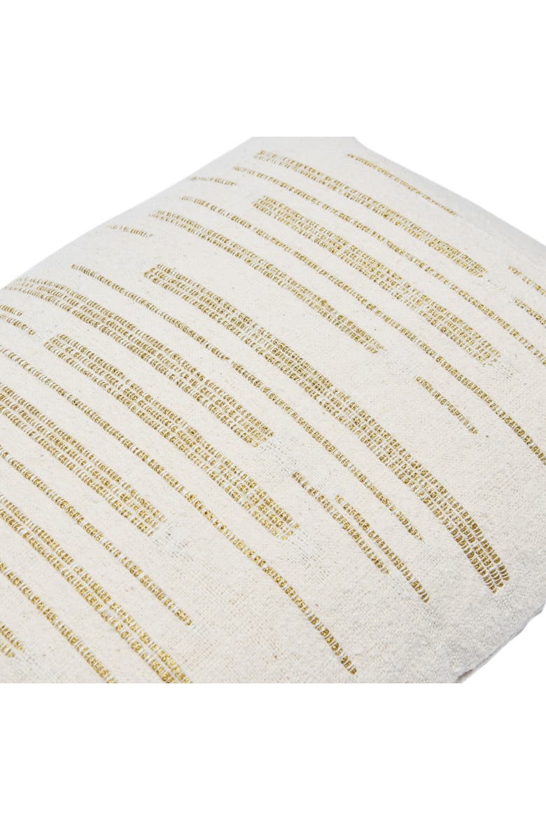 Woven Cotton Slub Lumbar Pillow with Gold Metallic Thread Embroidery, Alternate, color, Cream