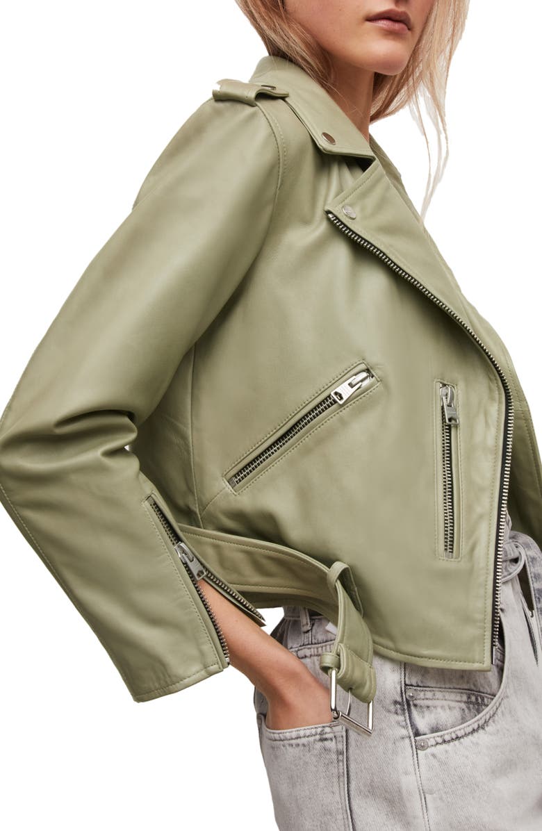 AllSaints Balfern Leather Biker Jacket, Alternate, color,