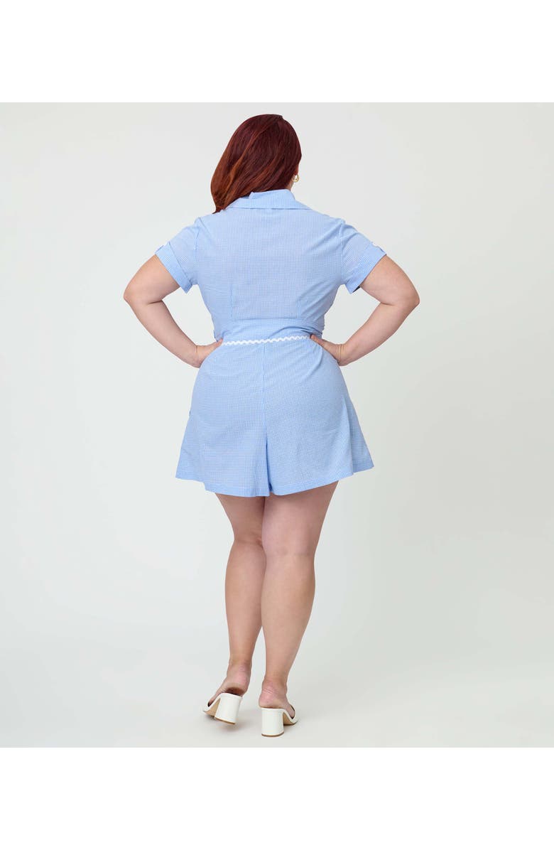 Unique Vintage Plus Size Joyce Shorts, Alternate, color, Gingham Blue