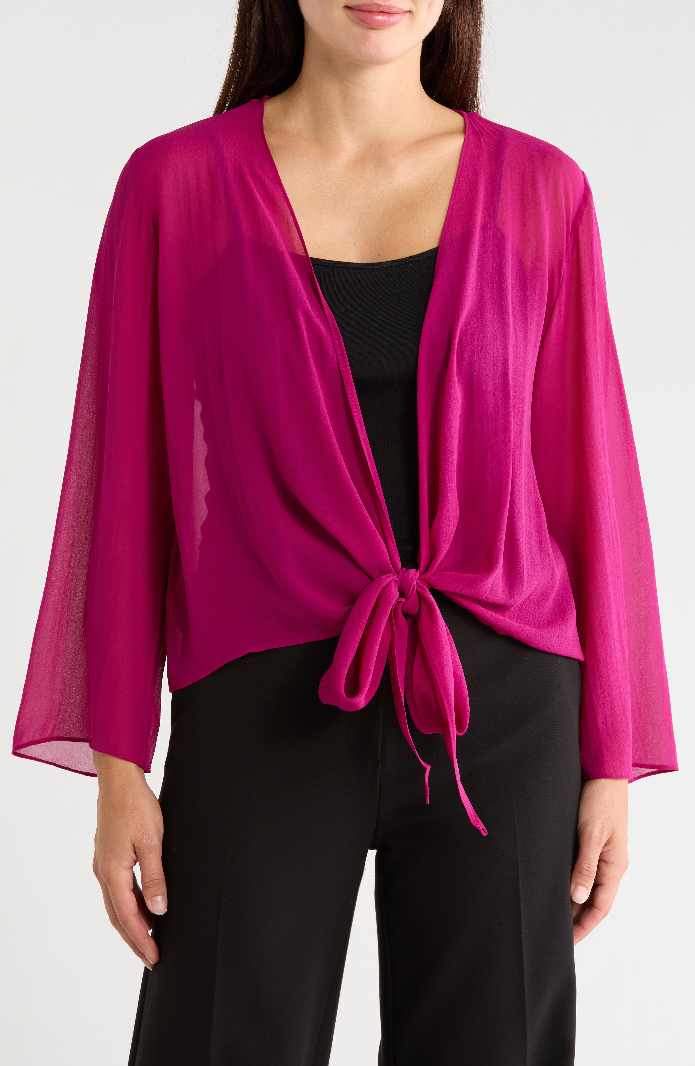 Tie Front Silk Jacket