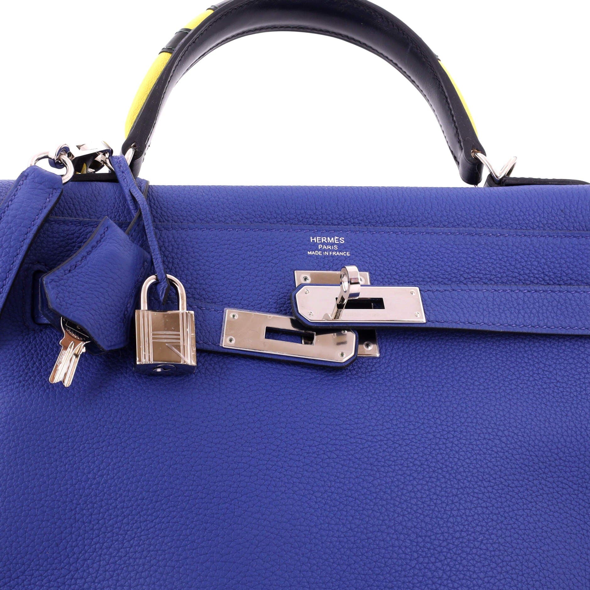 Kelly Au Trot Handbag Blue Togo with Palladium Hardware 28, Alternate, color, Blue