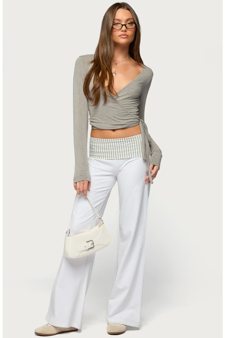 Malenna Wrap Crop Top, Alternate, color, GRAY-MELANGE